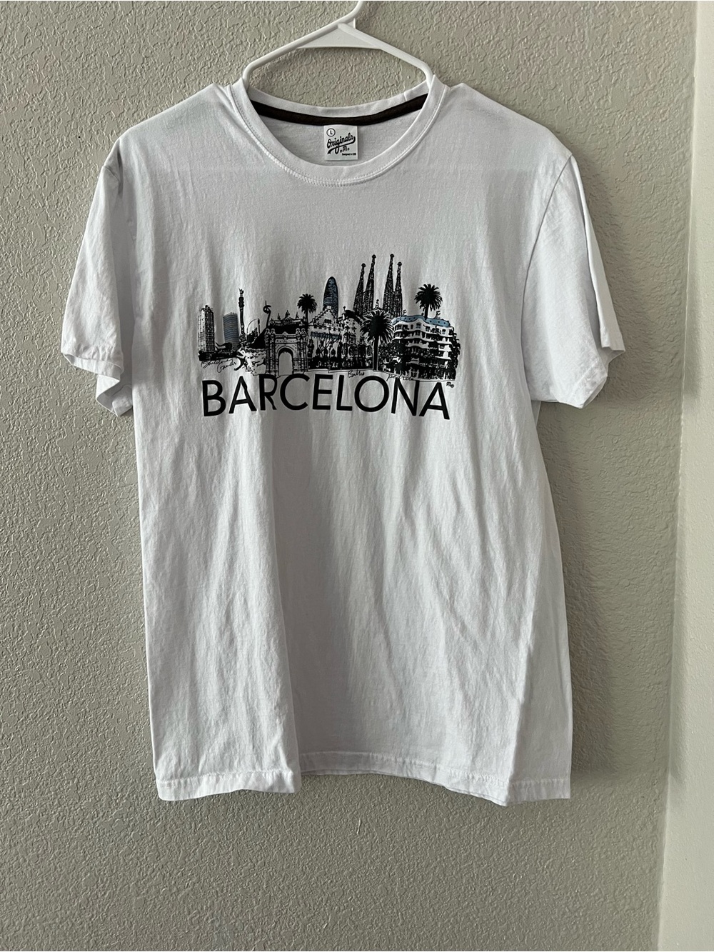Barcelona Graphic Crewneck T-Shirt - White Large Originals